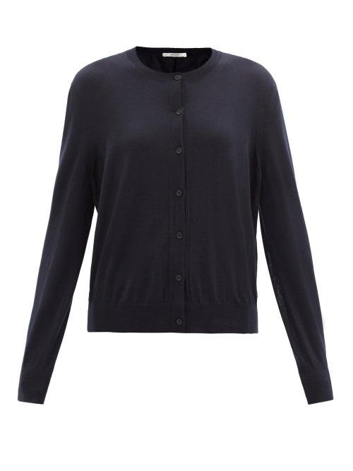 Matchesfashion.com The Row - Battersea Round-neck Cashmere Cardigan - Womens - Navy