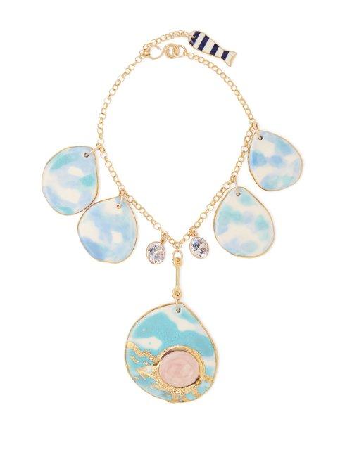 Matchesfashion.com Sonia Boyajian - Rene Sky Crystal And Ceramic Necklace - Womens - Multi