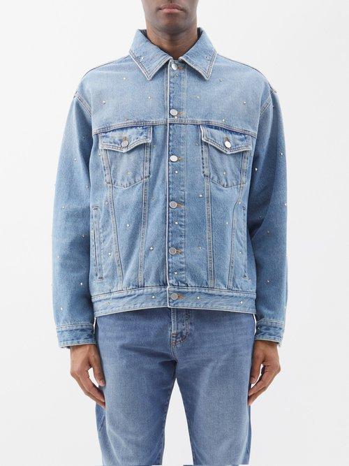 Valentino - Rockstud Denim Jacket - Mens - Mid Blue