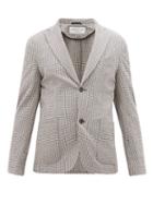 Matchesfashion.com Officine Gnrale - Single-breasted Houndstooth Seersucker Blazer - Mens - Navy White