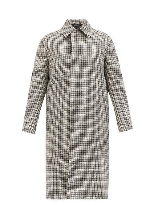 Matchesfashion.com Dunhill - Houndstooth-check Wool Overcoat - Mens - White Black