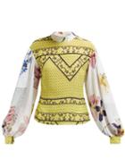 Matchesfashion.com Ganni - Floral Print Balloon Sleeve Blouse - Womens - Multi