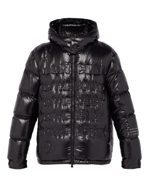 Matchesfashion.com 7 Moncler Fragment - Hooded Debossed Glossed Nylon Down Jacket - Mens - Black