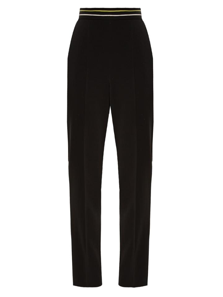 Peter Pilotto Striped-waist Straight-leg Stretch-cady Trousers