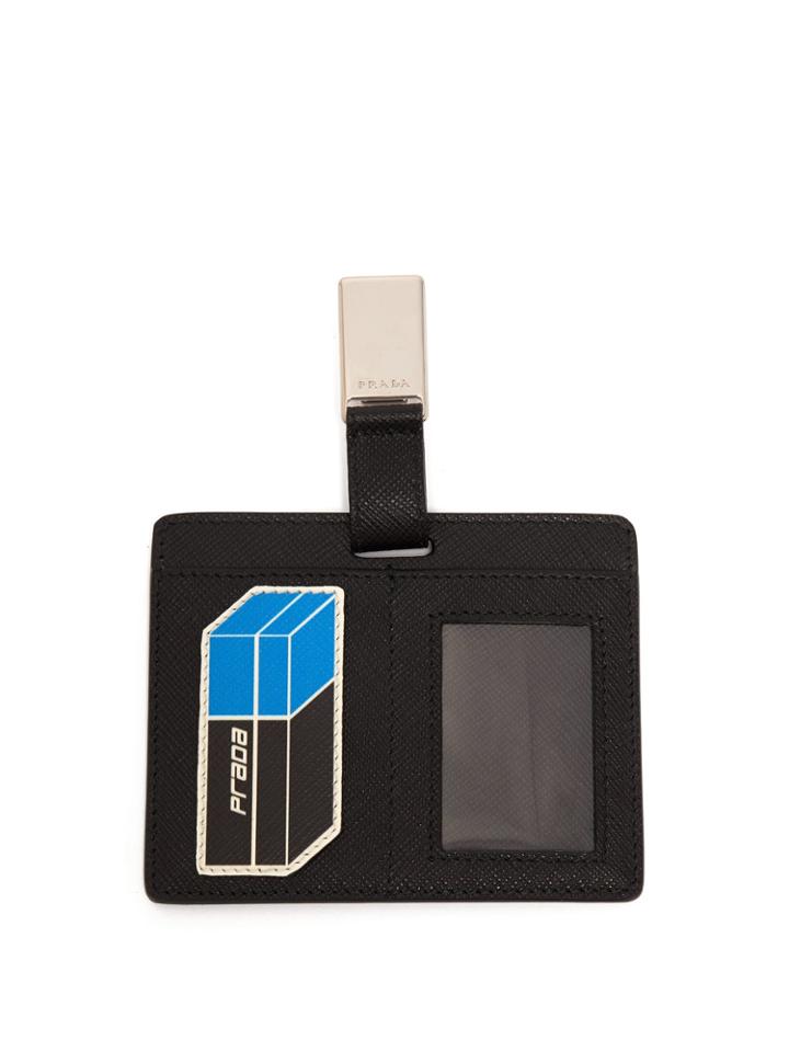 Prada Saffiano-leather Clip-on Cardholder Badge