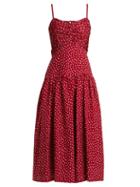 Matchesfashion.com Rebecca Taylor - Heart Print Ruched Silk Dress - Womens - Burgundy Print