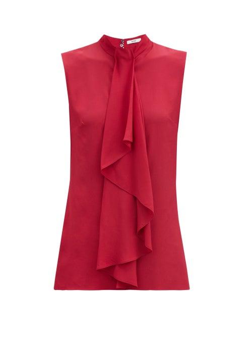 Matchesfashion.com Erdem - Neruda Ruffled Crepe Top - Womens - Pink
