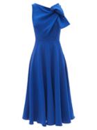 Roksanda - Brigitte Bow-shoulder Wool-crepe Midi Dress - Womens - Blue