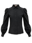 Matchesfashion.com Brock Collection - Puff-sleeved Taffeta Blouse - Womens - Black