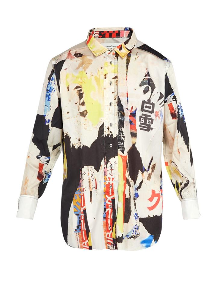 Marques'almeida Oversized Printed Satin Shirt