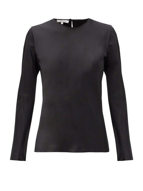 Matchesfashion.com La Collection - Cybele Silk-charmeuse Long-sleeved Blouse - Womens - Black