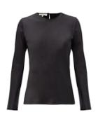 Matchesfashion.com La Collection - Cybele Silk-charmeuse Long-sleeved Blouse - Womens - Black