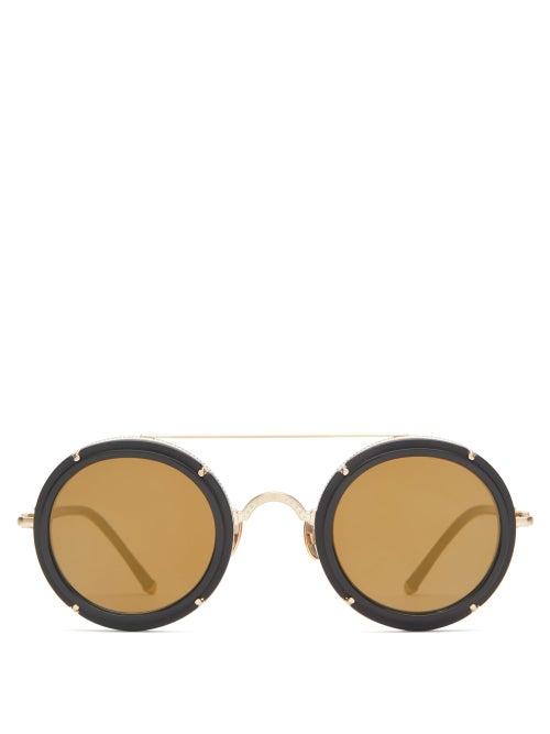 Matchesfashion.com Matsuda - M3080 Round Acetate And Titanium Sunglasses - Mens - Brown