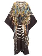 Matchesfashion.com Camilla - Lost Paradise-print Silk Kimono - Womens - Black Multi