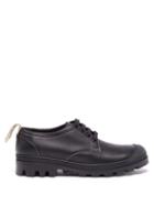 Mens Shoes Loewe - Logo-tab Grained-leather Derby Shoes - Mens - Black