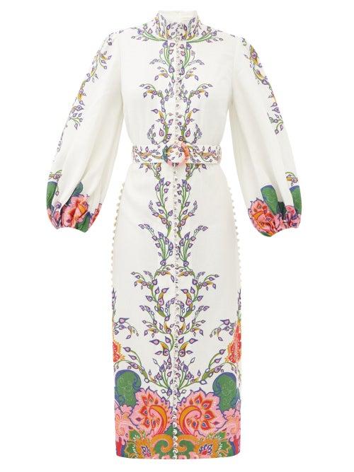 Matchesfashion.com Zimmermann - Lovestruck Floral-print Crepe Midi Dress - Womens - White Print