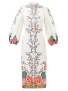 Matchesfashion.com Zimmermann - Lovestruck Floral-print Crepe Midi Dress - Womens - White Print