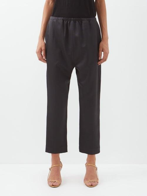 The Row - Geneve Cropped Silk-blend Tailored Trousers - Womens - Black