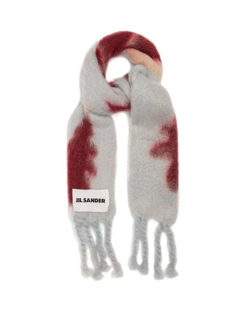 Jil Sander - Felted-leaf Mohair-blend Scarf - Womens - Blue Multi