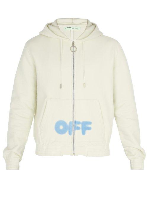 Matchesfashion.com Off-white - Blurred Logo Hooded Cotton Sweatshirt - Mens - White