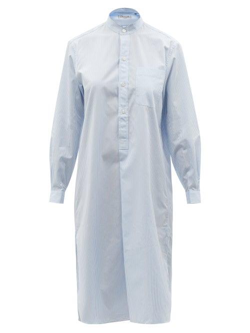Charvet - Stand-collar Striped Cotton-poplin Shirt Dress - Womens - Blue Stripe