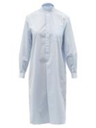 Charvet - Stand-collar Striped Cotton-poplin Shirt Dress - Womens - Blue Stripe