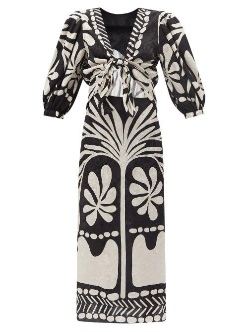 Johanna Ortiz - Transit Of Venus Palm-jacquard Maxi Dress - Womens - Black Multi