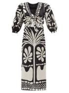 Johanna Ortiz - Transit Of Venus Palm-jacquard Maxi Dress - Womens - Black Multi