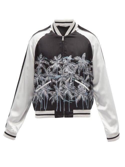 Palm Angels - Palms Souvenir Satin Bomber Jacket - Mens - Black White