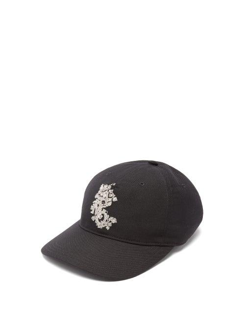 Matchesfashion.com Alexander Mcqueen - Embroidered-monogram Baseball Cap - Mens - Black White