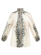 Zimmermann - Moonshine Floral-print Voile Blouse - Womens - Cream Multi