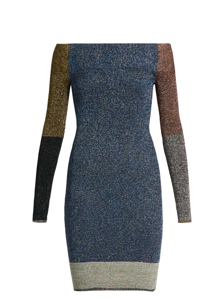 Christopher Kane Contrast-panel Metallic-knit Dress