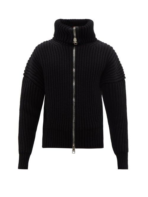 Alexander Mcqueen - Zip-up Ribbed Wool-blend Sweater - Mens - Black