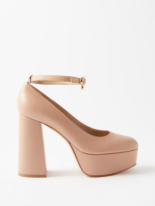 Gianvito Rossi - Vernice 70 Leather Platform Pumps - Womens - Beige