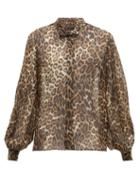 Matchesfashion.com Nili Lotan - Evelyn Leopard Print Silk Chiffon Shirt - Womens - Leopard