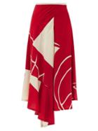 Matchesfashion.com Colville - Voulant Asymmetric Printed Twill Skirt - Womens - Red Multi