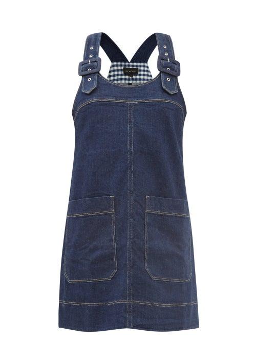 Lee Mathews - Quincy Buckled-straps Denim Dress - Womens - Dark Denim