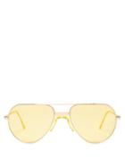 Matchesfashion.com Andy Wolf - White Heat Metal Aviator Sunglasses - Womens - Yellow