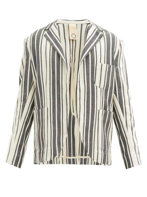 Matchesfashion.com Marrakshi Life - Single-breasted Striped Cotton-canvas Jacket - Mens - Cream Multi