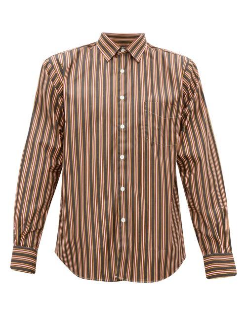 Matchesfashion.com Cobra S.c. - Patch Pocket Striped Cotton Shirt - Mens - Red Multi