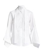 Palmer/harding Draped Sleeves Cotton-poplin Shirt