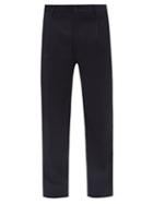 Mens Rtw Giorgio Armani - Pleated Wool-twill Tailored Trousers - Mens - Dark Navy