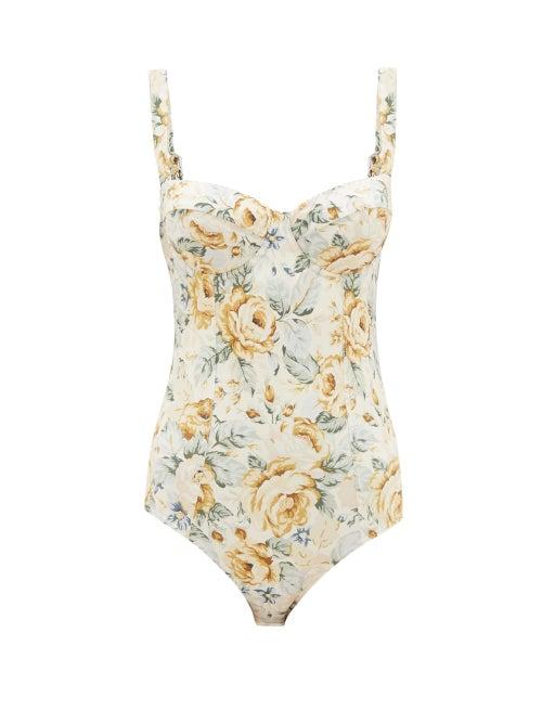 Matchesfashion.com Ephemera - Balconette Floral-print Swimsuit - Womens - Yellow Multi