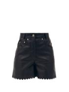 Matchesfashion.com Stella Mccartney - Maddox Scalloped-edge Faux-leather Shorts - Womens - Black