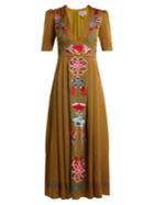 Temperley London Saturn Floral-embroidered Satin Dress
