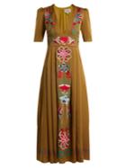 Temperley London Saturn Floral-embroidered Satin Dress