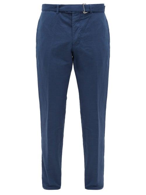 Matchesfashion.com Officine Gnrale - Paul Garment-dyed Cotton-blend Tapered Trousers - Mens - Blue