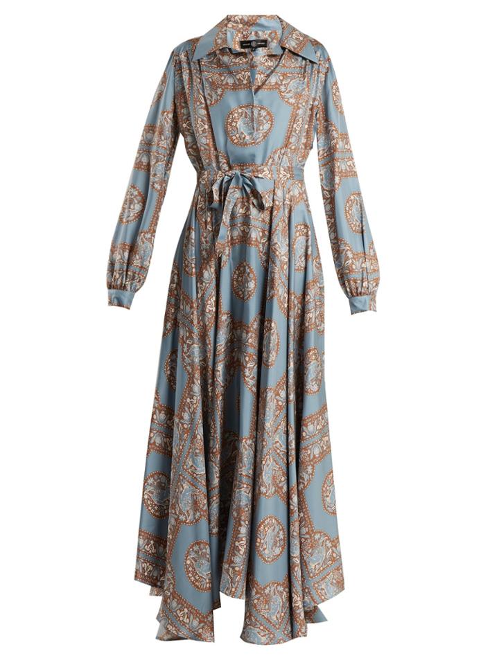 Edward Crutchley Tie-waist Monkey-print Silk Dress