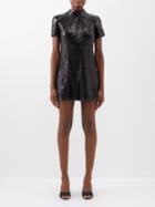 Staud - Ilana Sequinned Mini Dress - Womens - Black