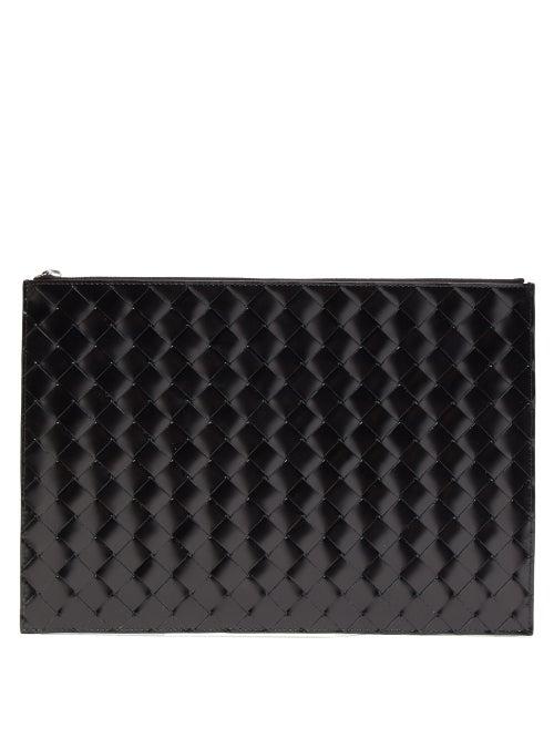 Matchesfashion.com Bottega Veneta - Intrecciato Medium Leather Pouch - Mens - Black